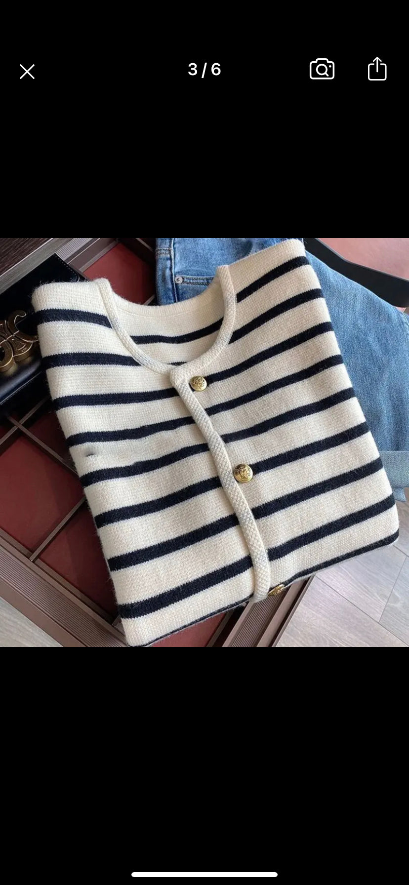 Black and White Striped Cardigan